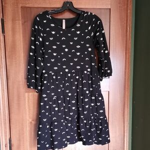 Black Patterned Women's Dress